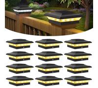 Lámparas para Postes Exterior, T-SUNUS Farola Solar de Poste 9x9 10x10, Luces Solares para Poste Exterior Resistente IP65, para Jardin Vallas Madera Plataformas, 12 Piezas (3000K/6000K)