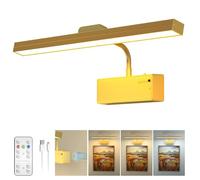 Lamparas Pared Sin Cable Luz Para Cuadros De Pared Sin Cable 3000mAh Recargable con Mando a Distancia y Temporizador, Luz LED Magnética Dimmable para Marco de Galería y Tablero de Dardos (Oro)