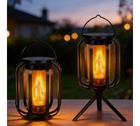 Lámparas solares de jardín con efecto de llama, IP65 resistentes al agua, lámparas solares para exteriores colgantes, antorchas solares para exteriores, farolillos solares con ganchos, pie de mesa
