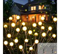 FIFlying 2 piezas 8 LED luciérnagas luces solares exteriores mejoradas alturas opcionales modos luciérnagas luz IP65 resistente al agua luces solares para camino patio patio patio decorativo