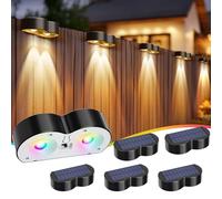 Lámparas Solares para Exteriores IP65 Impermeable 6pcs Jardín al Aire Libre Luces Solares 10 Modos de Color RGB Solar Luz de Pared LED Luces Decorativas de Jardín para Patio Escalones y Escaleras