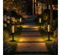 Lámparas solares para jardín exterior, 10-12 horas, con tira LED de luz blanca cálida brillante, impermeables IP65. Luces solares de jardín para decoración de terrazas, césped y caminos exteriores