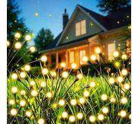Lámparas solares para jardín exterior, 6 unidades, 10 LED, superbrillantes, 2 modos de luz, luciérnagas, lámparas solares para exteriores con luz blanca cálida, IP65, resistentes al agua, luces