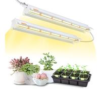 Lámparas T5 para plantas de interior, paquete de 2 unidades de 40 cm (10 W x 2) Lámpara LED de espectro completo con reflectores para plántulas, 4000 K Cinta de lámparas de crecimiento blancas