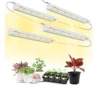 Lámparas T5 para plantas de interior, paquete de 4 unidades de 40 cm (10 W x 4) Lámpara LED de espectro completo con reflectores para plántulas, 4000 K Cinta de lámparas de crecimiento blancas