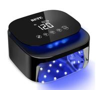 Lámparas UV LED inalámbricas BETE 60W - Secador de esmalte gel recargable con sensor automático, 30 perlas y 4 ajustes de temporizador portátil para uso doméstico/salón Negro