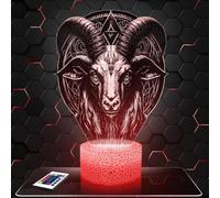 Lampephoto.fr - Lámpara 3D Cabra Satánica Decoración Demonio Brujería Diablo, Idea Regalo Hombre Mujer Cabra Satánica Luz Nocturna para Adultos Decoración de Cuarto, Regalo Navidad, Merchandising