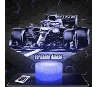 Lampephoto.fr - Lámpara 3D Fórmula 1 F. Alonso F1 Luz Nocturna Táctil Led Ilusión 3D, Idea de Regalo para Niños y Niñas, Navidad, Lámpara de Mesilla de Noche para Niños o Adultos, Merchandising TOP