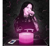 Lampephoto.fr - Lámpara 3D Jisoo B. Pink Decoración Cuarto Chica Lámpara 3D Jisoo B. Pink objeto K-Pop Corea Pop Coreana Idea de Regalo Luz Suave Luz Nocturna Deco de Escritorio, Regalo Navidad TOP