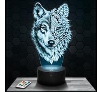 Lampephoto.fr - Lámpara 3D Lobo de Doble Cara, Decoración Animal Realista Mandala, Idea de Regalo para Hombre o Mujer, Objeto Lobo de Doble Cara, Lámpara de Noche, Decoración de Cuarto TOP