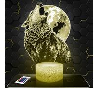 Lampephoto.fr - Lámpara 3D Lobo Luna Decoración Colección Animal Lobo Idea Regalo Hombre Mujer Objeto Lobo Luna Noche Adulto Decoración Habitación, Ideal Como Regalo, Navidad para Hombre y Mujer TOP