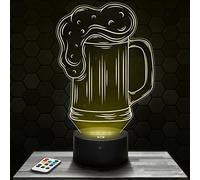 Lampephoto.fr - Lámpara 3D Logo Jarra de Cerveza Luz Nocturna Táctil Lámpara Led Ilusión 3D, Idea de Regalo para Niños y Niñas, Navidad, Lámpara de Mesilla de Noche para Niños o Adultos, Merchandising