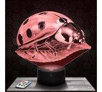 Lampephoto.fr - Lámpara 3D Mariquita LadyBird Animal Luz Nocturna Táctil Led, Efecto Holograma 3D, Idea Regalo Navidad Cumpleaños Niño o Niña, Objeto decoración habitación