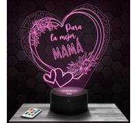 Lampephoto.fr - Lámpara 3D Regalo de Corazón para La Mejor Mamá Luz de Noche Táctil, Regalo para Mamá, Navidad, La Mejor Mamá, Led Ilusión 3D, Regalo para El Día de La Madre, Merchandising