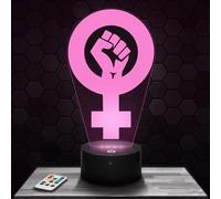 Lampephoto.fr - Lámpara 3D Símbolo Feminismo Regalo Símbolo Feminismo El Puño Levantado Igualdad Libertad, Luz Nocturna Táctil Led, Efecto Holograma 3D, Idea Regalo Navidad Cumpleaños Niño o Niña
