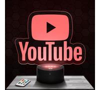 Lampephoto.fr Lámpara de mesilla de noche, luz nocturna táctil Logo Youtube lámpara LED ilusión 3D, idea de regalo para niños y niñas, Navidad, lámpara de mesilla de noche para niños o adultos. TOP