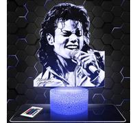 Lampephoto.fr - Lámpara Michael Jackson Luz de noche 3D Cantante | Fabricado en Francia, base y tamaño a elegir, brillo ajustable, pilas/USB, grabado láser HD, regalo ideal.