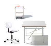 Lampert Escritorio infantil Eimann de mesa blanco - 120 x 70 cm, estructura Eimann blanca + silla de escritorio Mr. Square + contenedor infantil Fixx con bandeja para bolígrafos - Richard Möbel