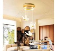 LAMPLAY Lámpara De Araña LED Moderna Dorada, Regulable, Con 3 Luces Colgantes En Forma De Mariposa, 3000K-6000K, Con Control Remoto, Altura Ajustable Para Sala De Estar, Ideal Para Pasillo, Comedor