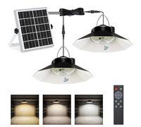 Lampop Foco LED Exterior con Panel Solar - Luz Solar Exterior 4400mAh IP65, Focos Solares para Colgantes con Mando a Distancia y Sensor de Movimiento, 2 Piezas