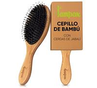 lampox® Cepillo de bambú con cerdas de jabalí, masaje de cabeza, cuidado del cabello