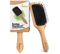 lampox - Cepillo de bambú con cerdas de jabalí, masaje de cabeza, cuidado del cabello, cepillo desenredante para cabello largo y rizos de mujeres, hombres y niños, cepillo de masaje para el cuero