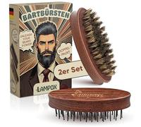 lampox Cepillo de barba para hombre, para pelo corto, mediano y largo, para el cuidado diario de la barba de 3 días o barba completa (juego de 2)
