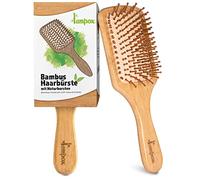 lampox - Cepillo de pelo de bambú de madera con pasadores naturales, cepillo de paleta, pasadores de bambú, cepillo desenredante, antiestático, antifricción, cepillo para rizar, cepillo de madera