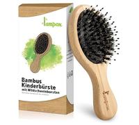 lampox Cepillo de pelo infantil de bambú con cerdas de jabalí, masaje de cabeza, cuidado del cabello, cepillo desenredante para cabello largo y rizos de mujeres, hombres y niños, cepillo de masaje