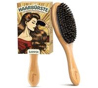 lampox Cepillo para el pelo, cerdas de jabalí para mujer, hombre, niños, remo de bambú, cerdas naturales para cabello fino y fino, mejora la textura del cabello (bambú)