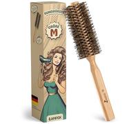 lampox Cepillo redondo para secar con pelo de jabalí para dar volumen y brillo, cepillo de pelo redondo, cepillo de peinado para mujeres y hombres, alisar, rizar (M)