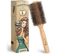 lampox Cepillo redondo para secar con pelo de jabalí para dar volumen y brillo, cepillo de pelo redondo, cepillo de pelo para mujeres y hombres, alisar, rizar (L)