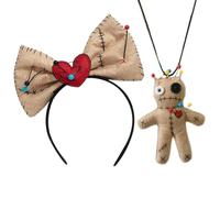 Lamppdcor Disfraz de vudú de 2 por ciento con diadema de arcos y collar de muñecas para mujeres Halloween Cosplay