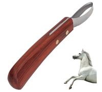 Lamppdcor Herramientas de herrador Cuchillo de pezuña, Herramientas de Recorte de Cascos ovalados de Doble Filo con Mango de Madera, Cuchillo portátil de 7,6 Pulgadas para Caballos burros de Vaca