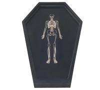 Lamppdcor Tablero de charcutería de Halloween de 11x15.7 pulgadas, Coffin que sirve plato con una carta gótica de esqueleto grabado para comida