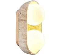 Lamps Japanese WABI-sabi Style Lamp Creative Cream Wind 2/3 Lights Sconces Natural Yellow Travertine Light with Round Glass, Wall Lighting for Living R
