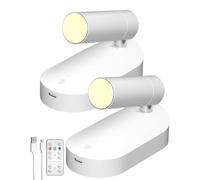 Lamptobe 2 Pcs Camper Lámpara de Lectura LED con Temporizador y mando a distancia,Luz de Lectura Junto a la Cama de Pared Regulable para Autocaravana Furgo Barco,3 Colores