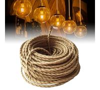 Lamptobe 20 Metros de cable textil de lino vintage,2 conductores de 0,75mm²,Cuerda tejida industrial para colgar y proyecto de bricolaje,Cable Cuerda para lámparas bricolaje y iluminación vintage