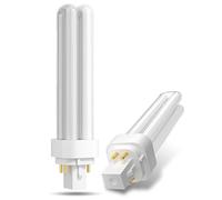 Lamptobe 2X 18W 4 Pin Lámpara Fluorescente Compacta GX24Q-2 Base- Blanco Natural 4000K Doble Vuelta Bombilla de Ahorro de Energía PLC 840 CFL 2U Forma No Regulable para Pasillo, Oficina, Laboratorio