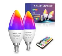 Lamptobe 2X Bombilla LED que Cambia de Color E14-3W Regulable SES Bombilla LED E14 RGB con Control Remoto RGB + Blanco Cálido & Blanco Frío Bombilla de Color E14 con Memoria & Sincronización Función
