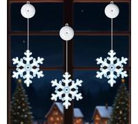 Lamptobe 3 Piezas Copo de Nieve Luces de Navidad con Ventosa, Luces Navidad Ventana Pilas, 2 Modos, Temporizador, Blanco Frio, para Interior Exterior navidad Fiesta