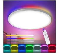 Lamptobe 30CM Plafon LED Techo RGB Regulable con Mando a Distancia, 24W 3200LM Dimmable 3000-6000K IP44 para Cocina, Dormitorio, Salón, Habitación Infantil