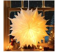 Lamptobe 3D Paper Star Lantern con Luces LED - 50 CM Luz de Ventana de Navidad con EU Enchufe Adorno de Estrella Colgante Grande Decoración Interior para Vacaciones, Fiestas, Bodas, Cumpleaños