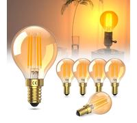 Lamptobe 4W Bombilla LED E14 luz calida 2200K vidrio ámbar equivalente a 40Watt bombilla vintage G45 globo bombillas decorativas, AC220-240V, no regulable para la iluminación del hogar -6pack