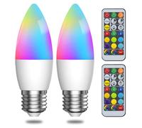Lamptobe Bombilla LED Colores con Mando 5W E27 Edison RGB Colores Regulable, RGB+Blanco Cálido+Blanco Frio, 40W Equivalente, para Fiesta KVT Home, 2Piezas