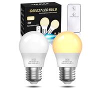 Lamptobe Bombilla LED con Mando a Distancia, Bombilla LED E27 Blanca Cálida 3000K 4W (40W Equivalente), Bombilla con 2 Modos para Bombilla Nocturna, Dormitorio, Luz Guardería del Bebé, 2 Unidades