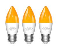 Lamptobe Bombilla LED Vela E27 2000K, Luz Cálida Ámbar Bloqueo de la Luz Azul Bombilla Nocturna 3W Cálido Suave para Dormitorio, Sueño Saludable para Guardería del Bebé, 3 Unidades