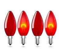 Lamptobe Bombilla Roja E14 26W - Regulables Bombillas de Color Rojo SES C35 Lámpara Decorativa para Chimenea Eléctrica, Decoración de Halloween Navidad, Lámpara de Techo y de Mesa (Paquete de 4)