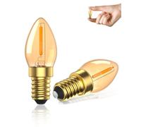 Lamptobe Bombillas ámbar E14 0.5W, bombillas LED de tornillo pequeño vintage E14, bombillas de lámpara sal LED de color blanco cálido 2200K, luz nocturna de baja potencia C7 E14 vela (paquete de 2)