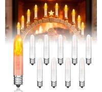 Lamptobe Bombillas LED E10 de 0.2W con Efecto de llama Parpadeante, bombilla LED Vela E10 AC 15-55V - Blanco Cálido 1800K Luz decorativa para árboles de Navidad, 3 lm, No Regulable, 10 piezas